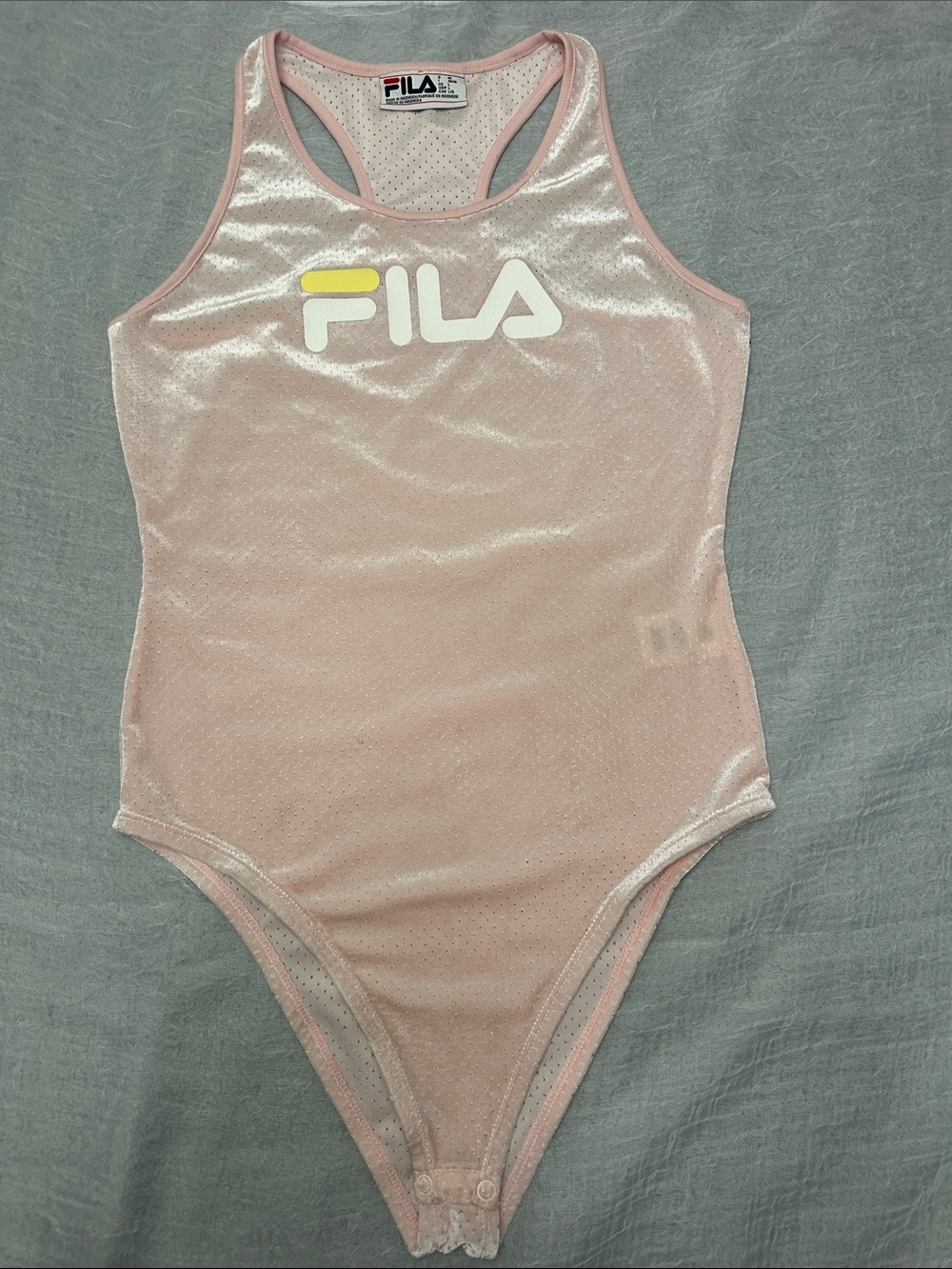 Fila Women’s Lupita Racerback Bodysuit White and Yellow Logo